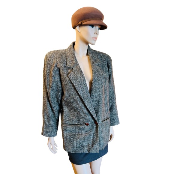 Vintage Dimitri Made in Italy Tweed Blazer  Size 6 Wool 2 Buttoned Closure - Picture 3 of 14